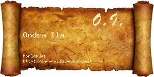 Ondra Ila névjegykártya